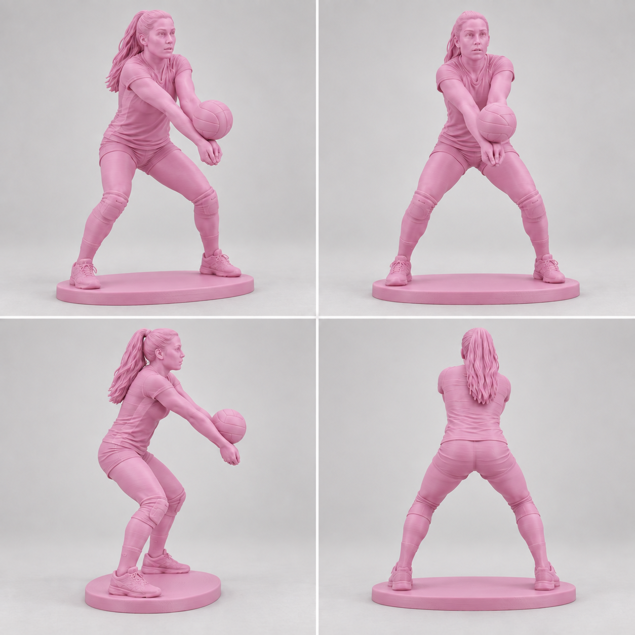 Volleyball player figurine preview in PLA Matte, Sakura pink
